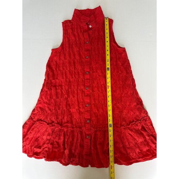 Time and Tru Red Sleeveless Textured Button-Down Dress XS - Picture 8 of 8